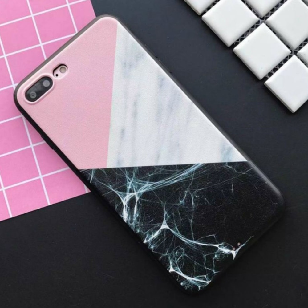 NEW iPhone 7/8/7+/8+ Geometric Soft  Marble Case - Picture 3 of 5
